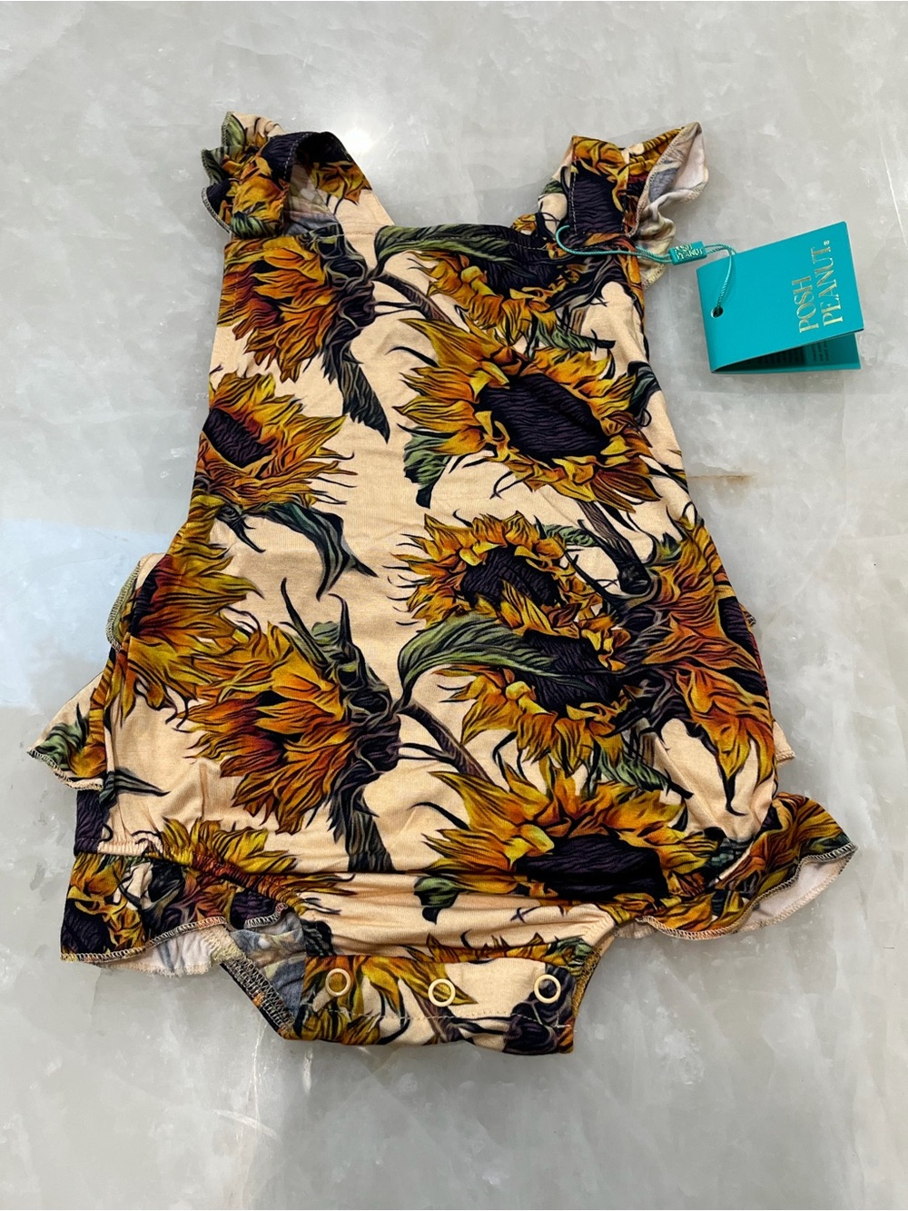 Posh Peanut Yellow Sunflower Ruffle One-Piece